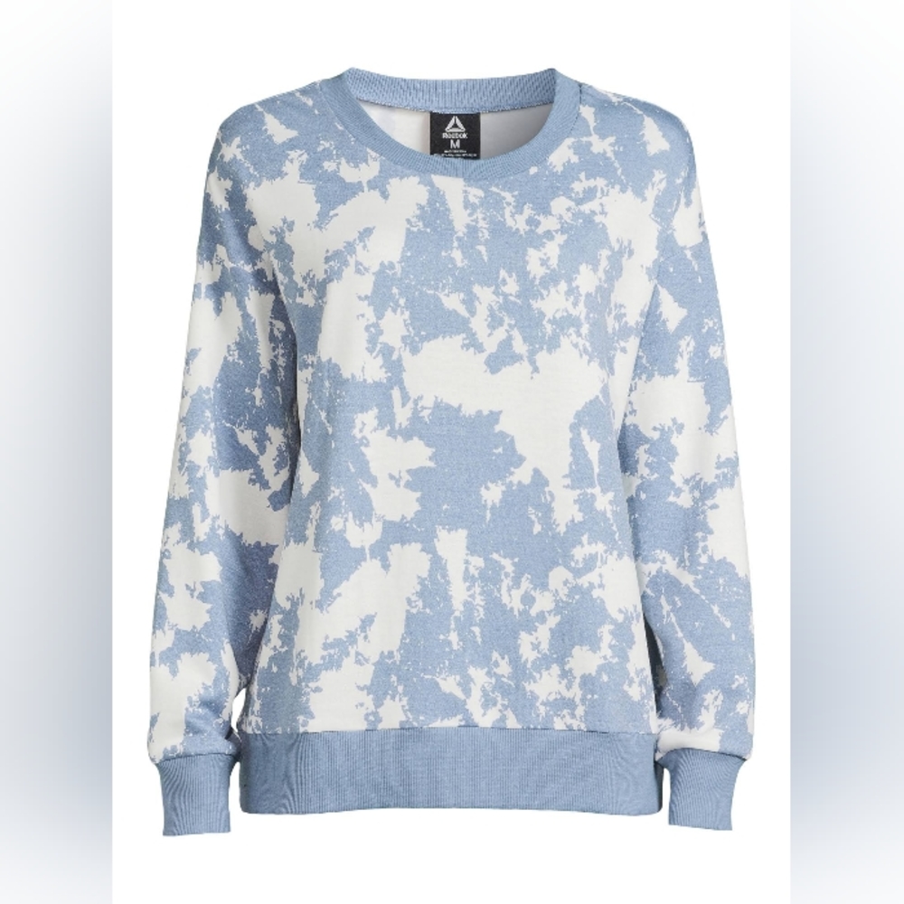 Vintage Reebok Women's Blue Crew Wide Neck Super Soft Lounge Sweatshirt